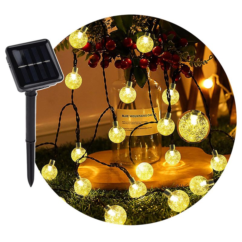 GENERICO - Luces Solares Esfera Cristal Decorativa Navideña Amarillo
