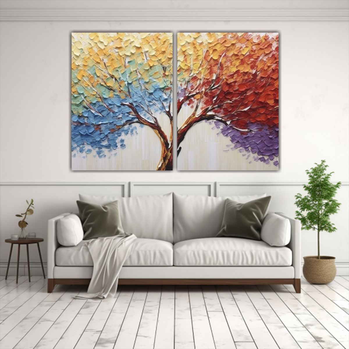 GENERICO - Obra Arte árbol Colorido Textura Vibrante 60x45 Cm