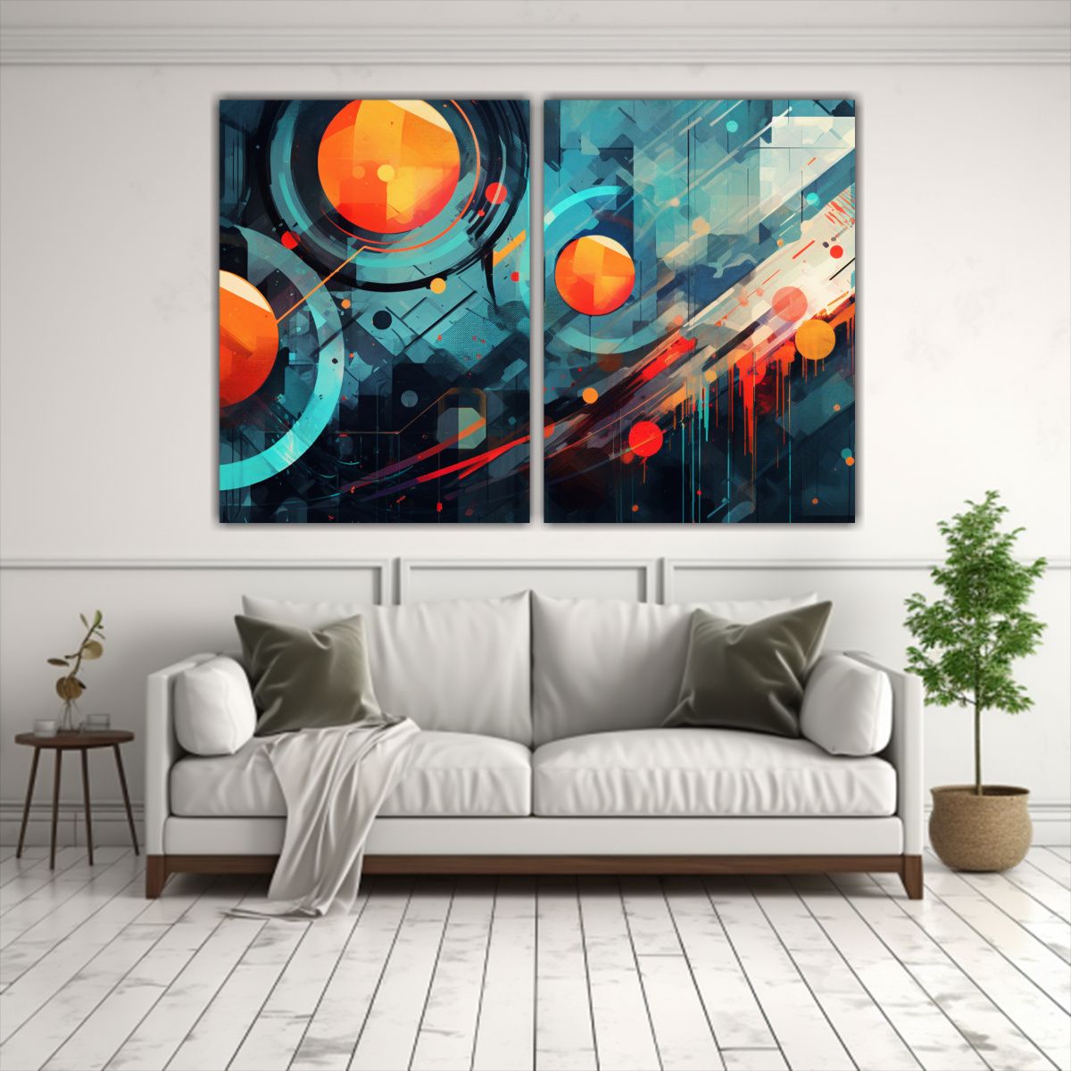 GENERICO - Cuadros Abstractos Innovadores Con Círculos De 60x45 Cm