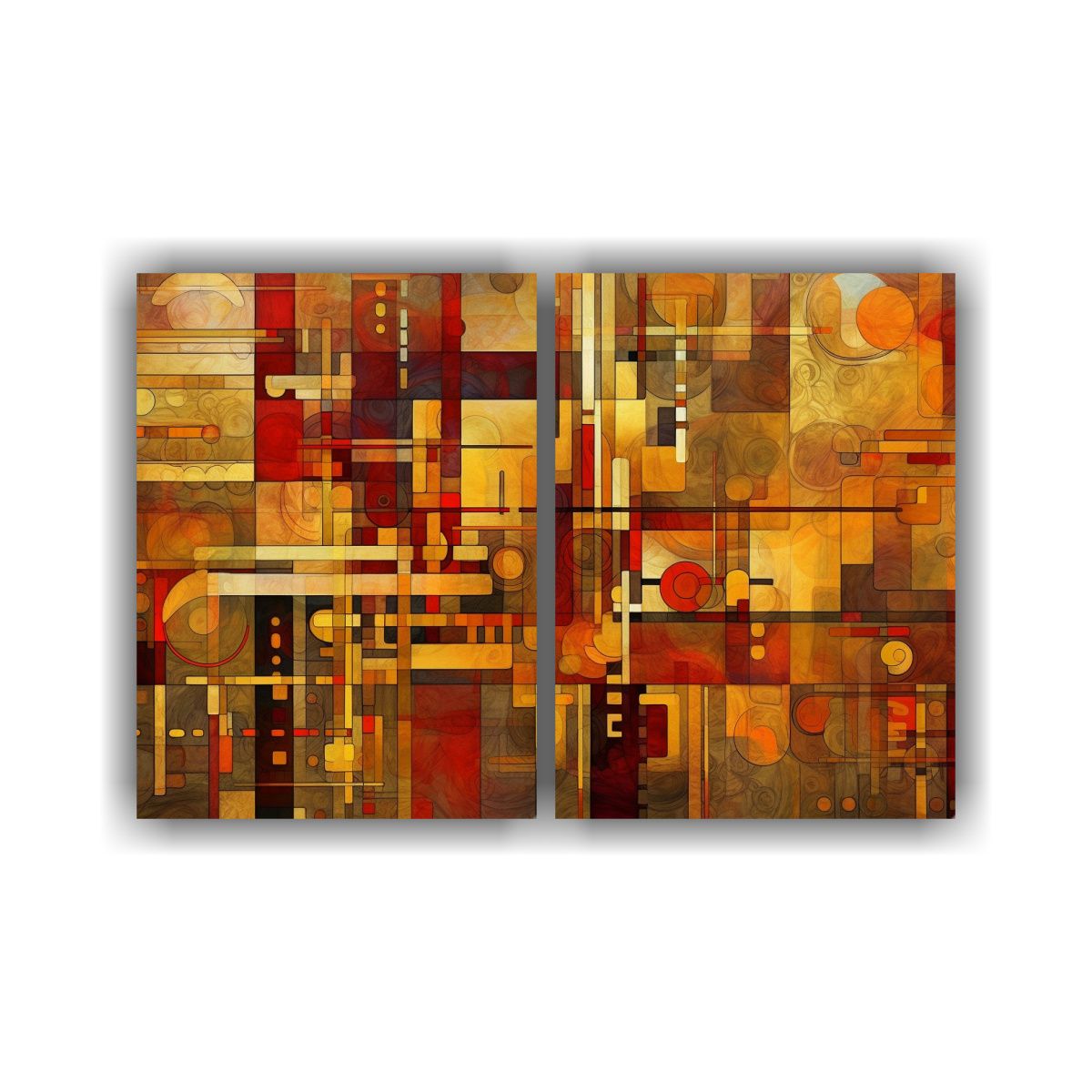 GENERICO - Pinturas Abstractas En Amarillo Y Naranja De Alta 60x45 Cm