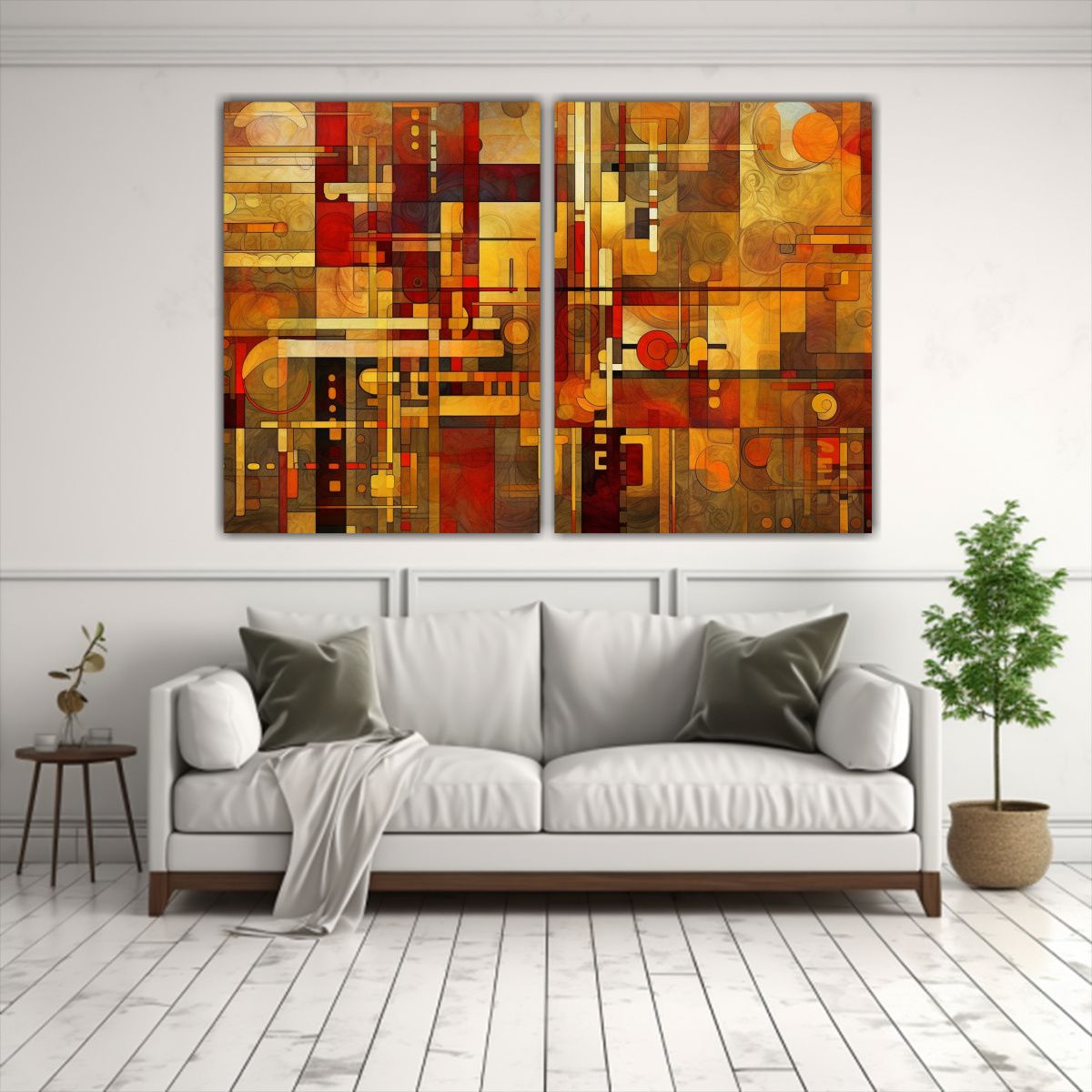 GENERICO - Pinturas Abstractas En Amarillo Y Naranja De Alta 60x45 Cm