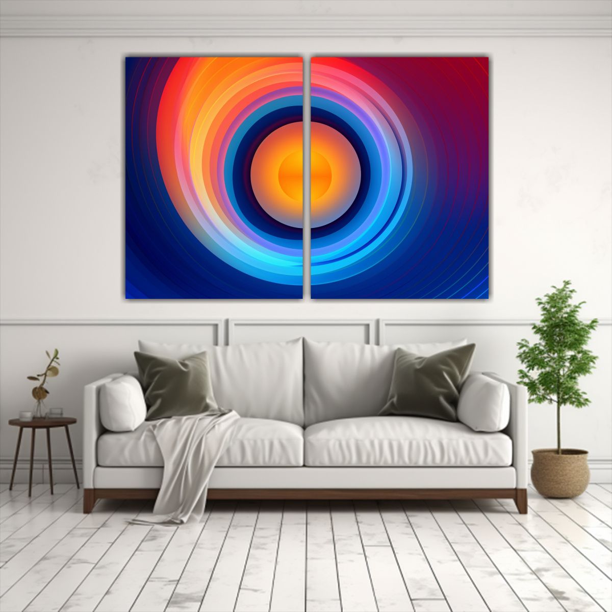 GENERICO - Cuadro Decorativo En Lienzo Azul Con Círculo 60x40 Cm