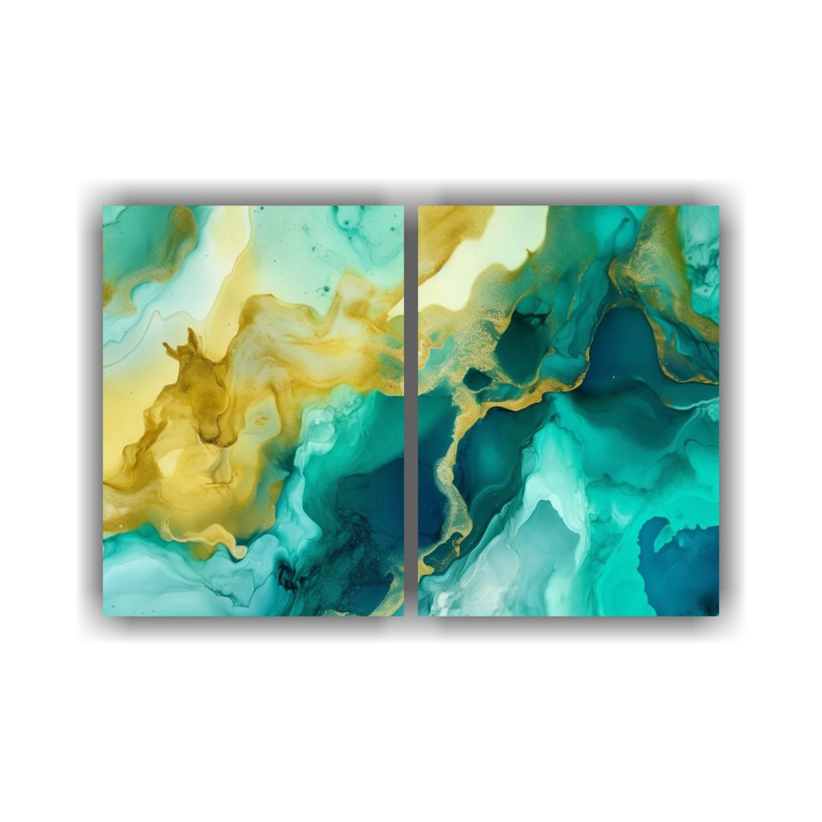 GENERICO - Pinturas Abstractas De Tinta Al Alcohol Verde 60x45 Cm