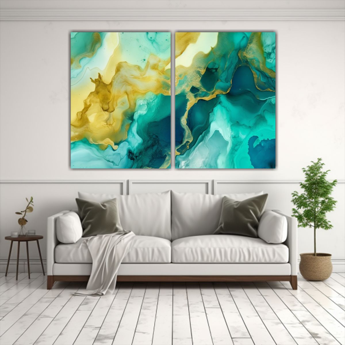 GENERICO - Pinturas Abstractas De Tinta Al Alcohol Verde 60x45 Cm