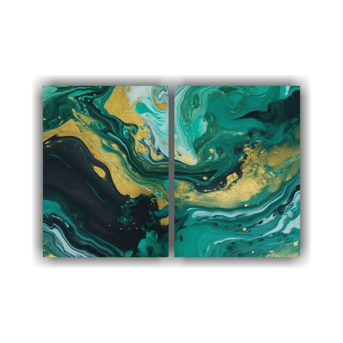 GENERICO - Cuadros Abstractos De Mármol Verde Selimova En 60x40 Cm