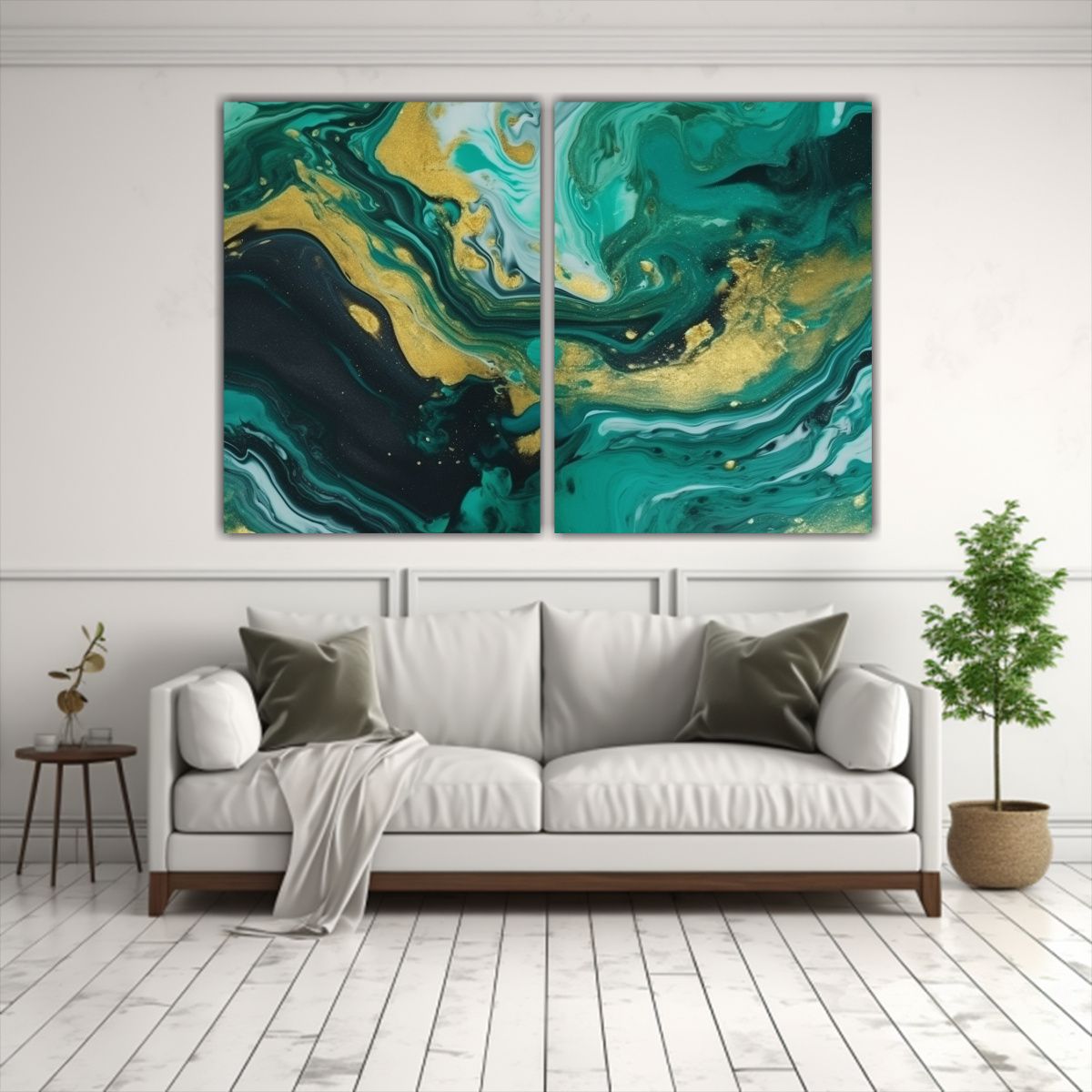 GENERICO - Cuadros Abstractos De Mármol Verde Selimova En 60x40 Cm