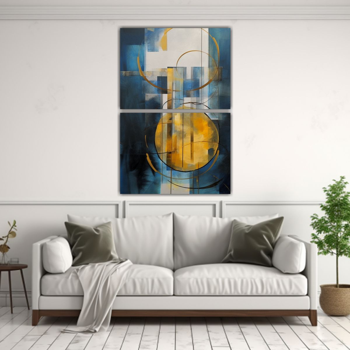 GENERICO - Pintura Abstracta Mágica Con Azul Oscuro Y Oro 45x60 Cm