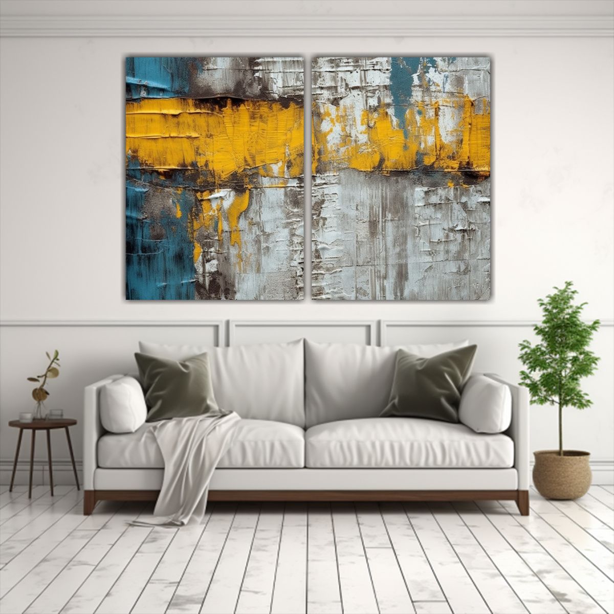 GENERICO - Cuadro Moderno Con Pintura Dorada Y Amarilla En 60x40 Cm