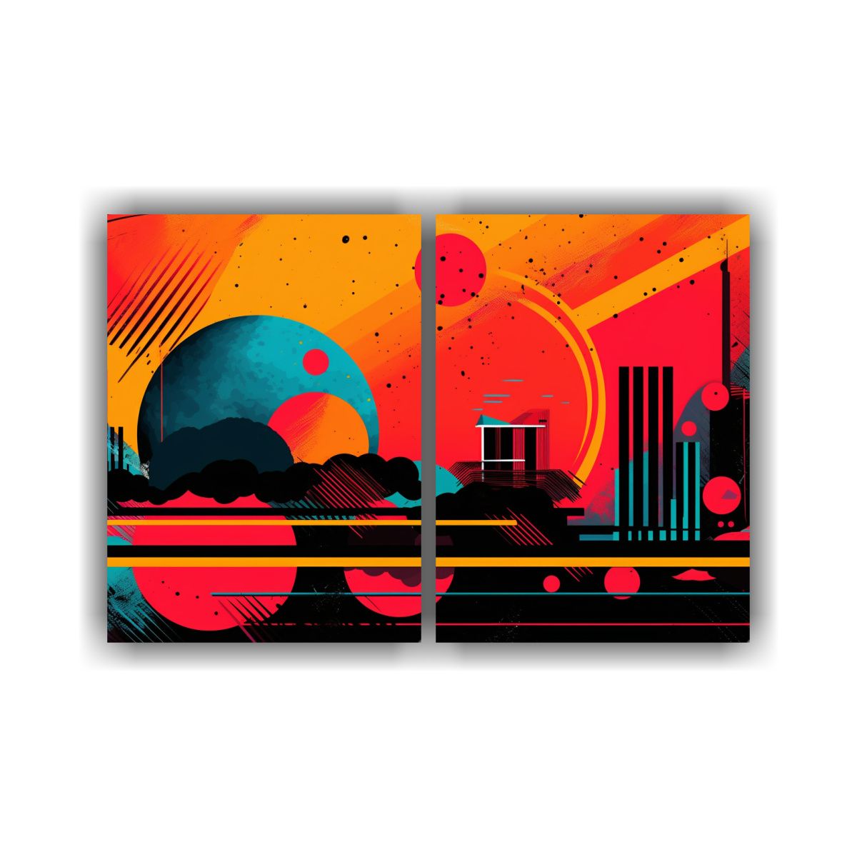 GENERICO - Díptico Decorativo Pop Art Abstracto O 60x40 Cm