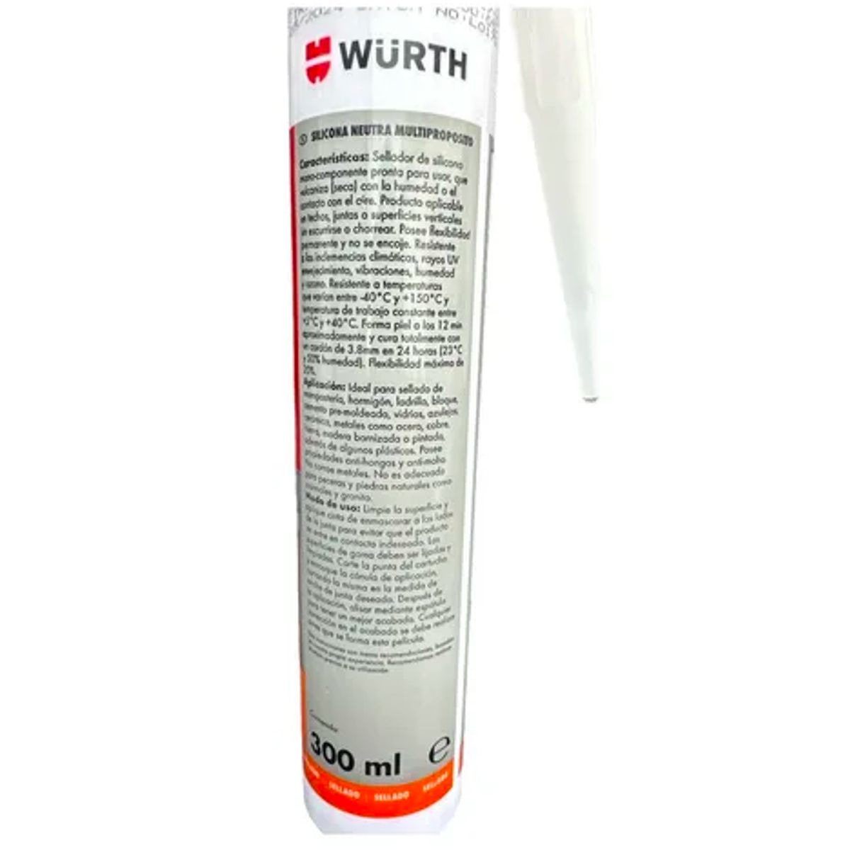 WURTH - Silicona Neutra Profesional Wurth 280ml Tubo Color Blanco