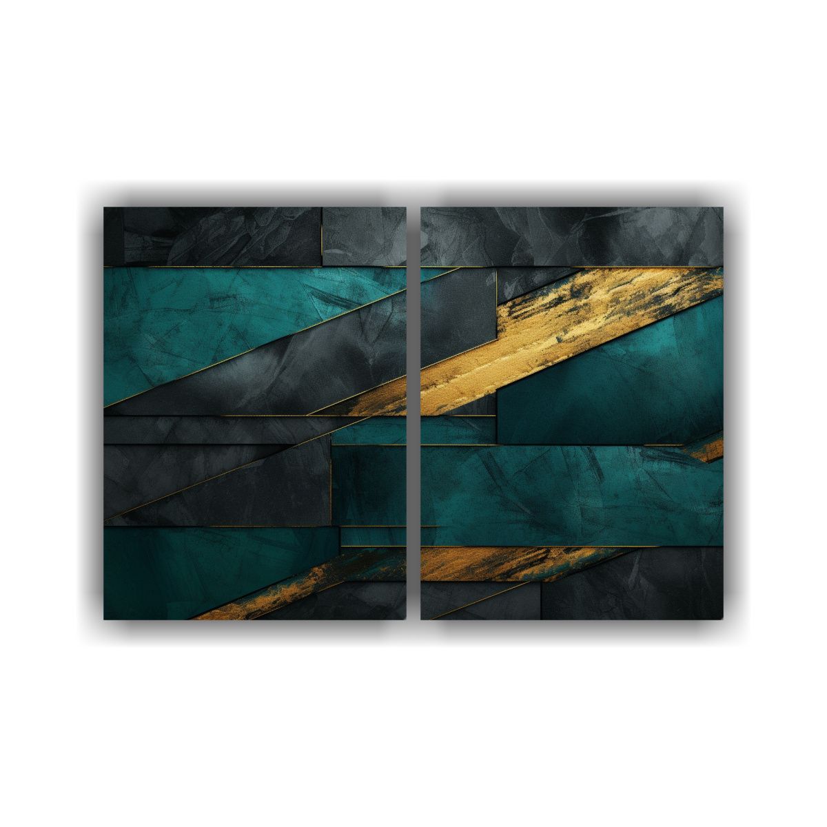 GENERICO - Cuadros Abstractos Escena Retro Verde Oscuro Azul 60x40 Cm