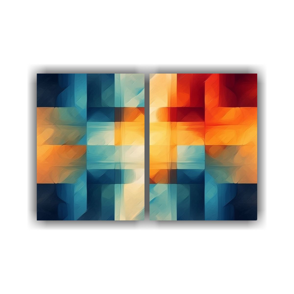 GENERICO - Pintura Abstracta Con Formas Geométricas En 60x45 Cm