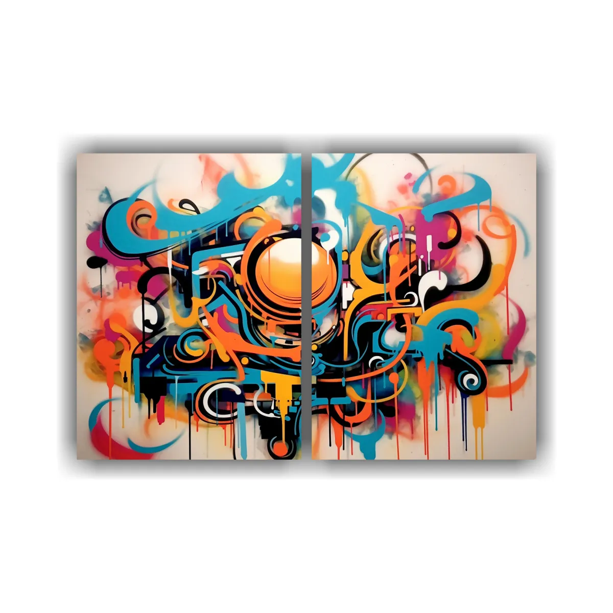 GENERICO - Cuadros Abstractos Grafiti Combinación Tonos 60x45 Cm