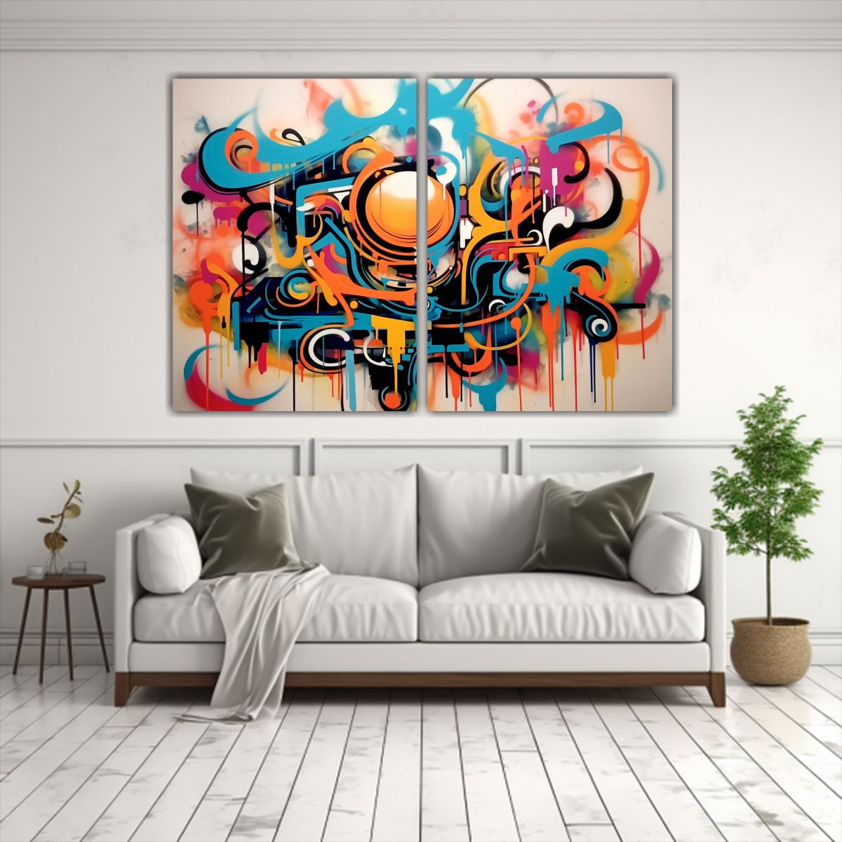 GENERICO - Cuadros Abstractos Grafiti Combinación Tonos 60x45 Cm