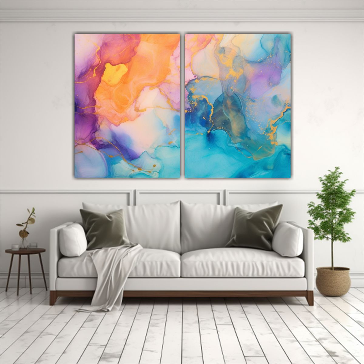 GENERICO - Conjunto De 2 Lienzos Con Imágenes Luminosas 60x45 Cm