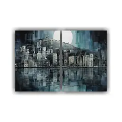 GENERICO - Pintura Lienzo Nocturno Con Edificios En La 60x45 Cm