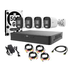 UNIVIEW - Kit 4 Camaras Bala Colorhunter 1080p App Movil Audio 500gb