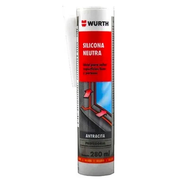 WURTH - Silicona Neutra Wurth 280ml Tubo Color Gris Antracita