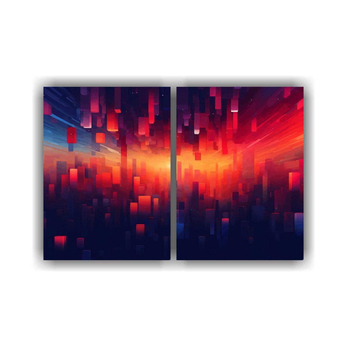 GENERICO - Pinturas Abstractas En Fondo Rojo Naranja Y 60x40 Cm