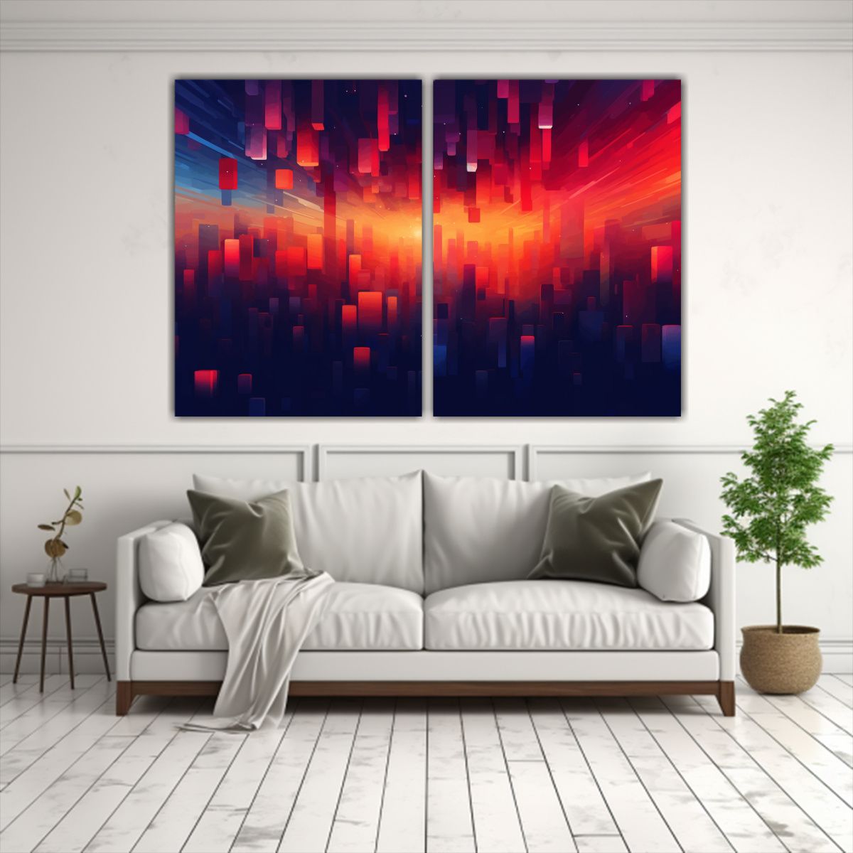 GENERICO - Pinturas Abstractas En Fondo Rojo Naranja Y 60x40 Cm