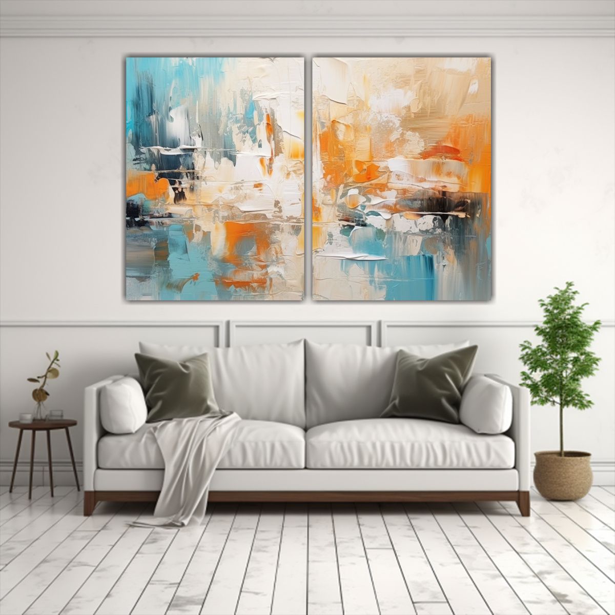 GENERICO - Pintura Abstracta Exclusiva En Tonos Suaves Dos 60x45 Cm