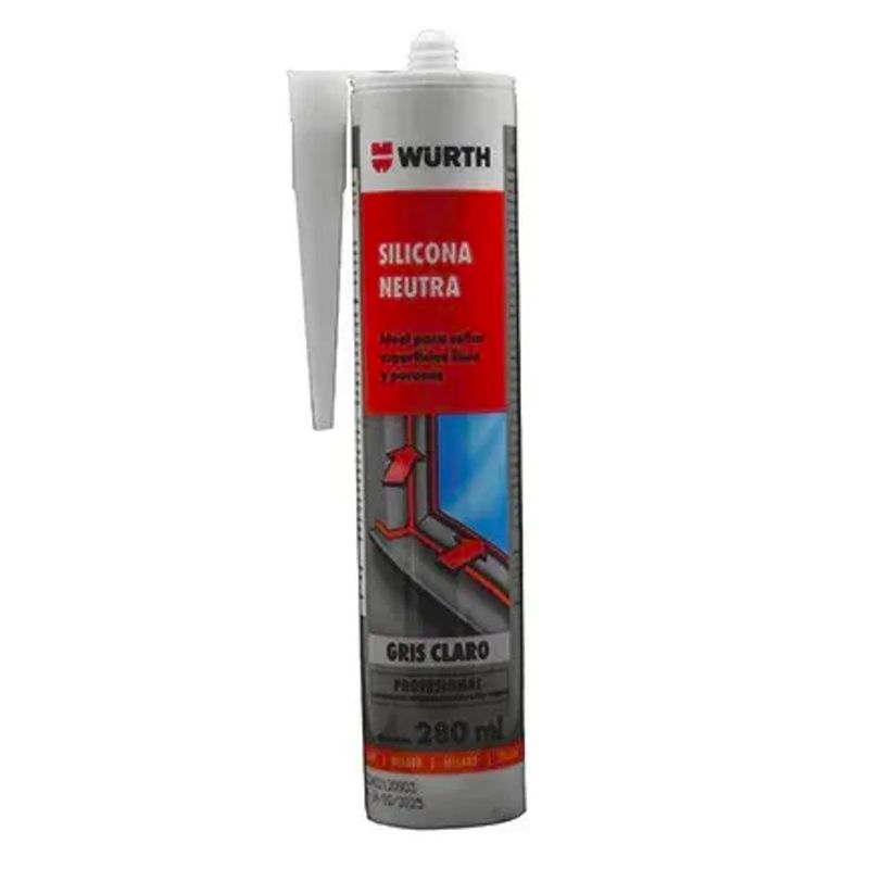 WURTH - Silicona Neutra Wurth 280ml Tubo Color Gris Claro
