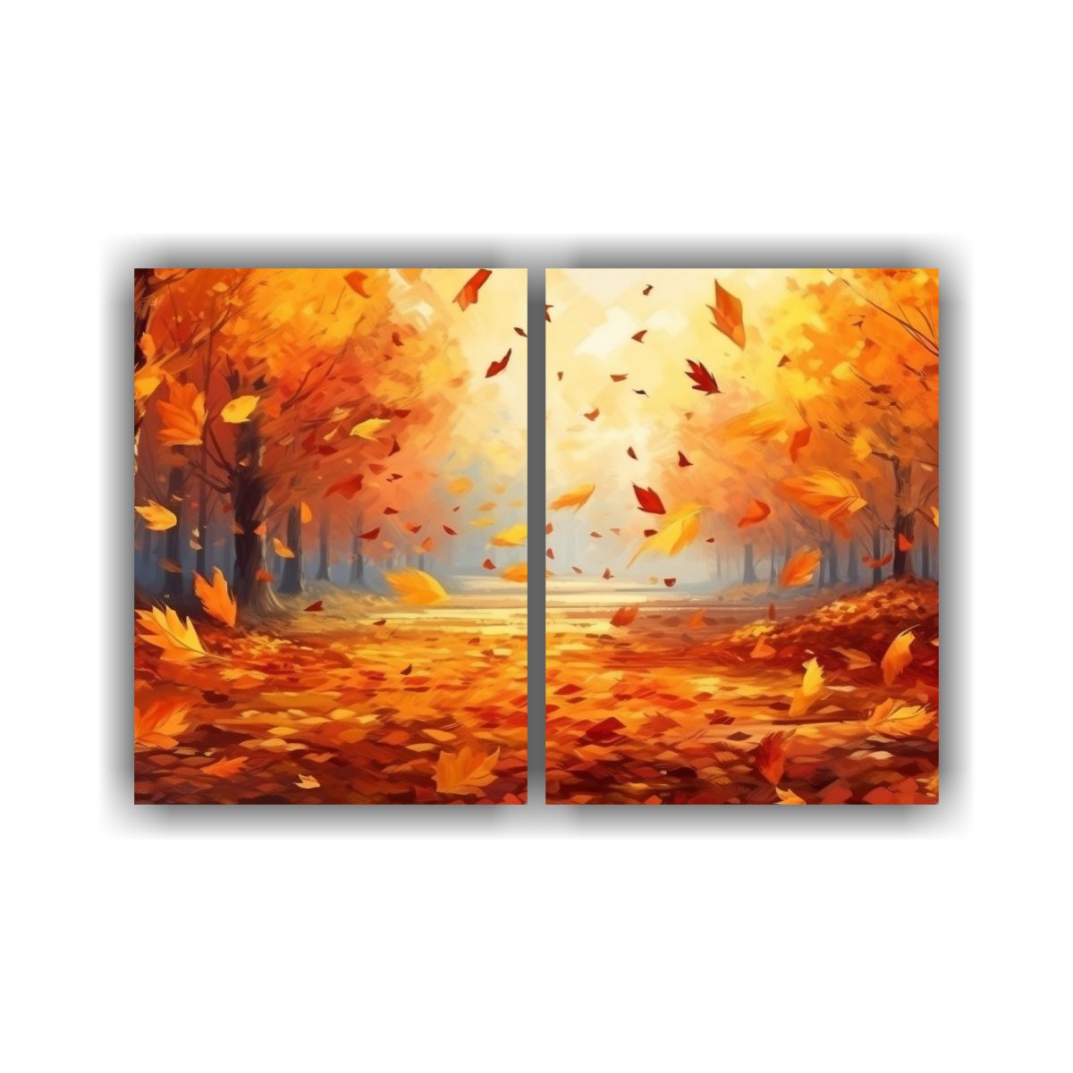 GENERICO - Paisaje Otoñal Con Follaje Colorido En Pinturas 60x45 Cm