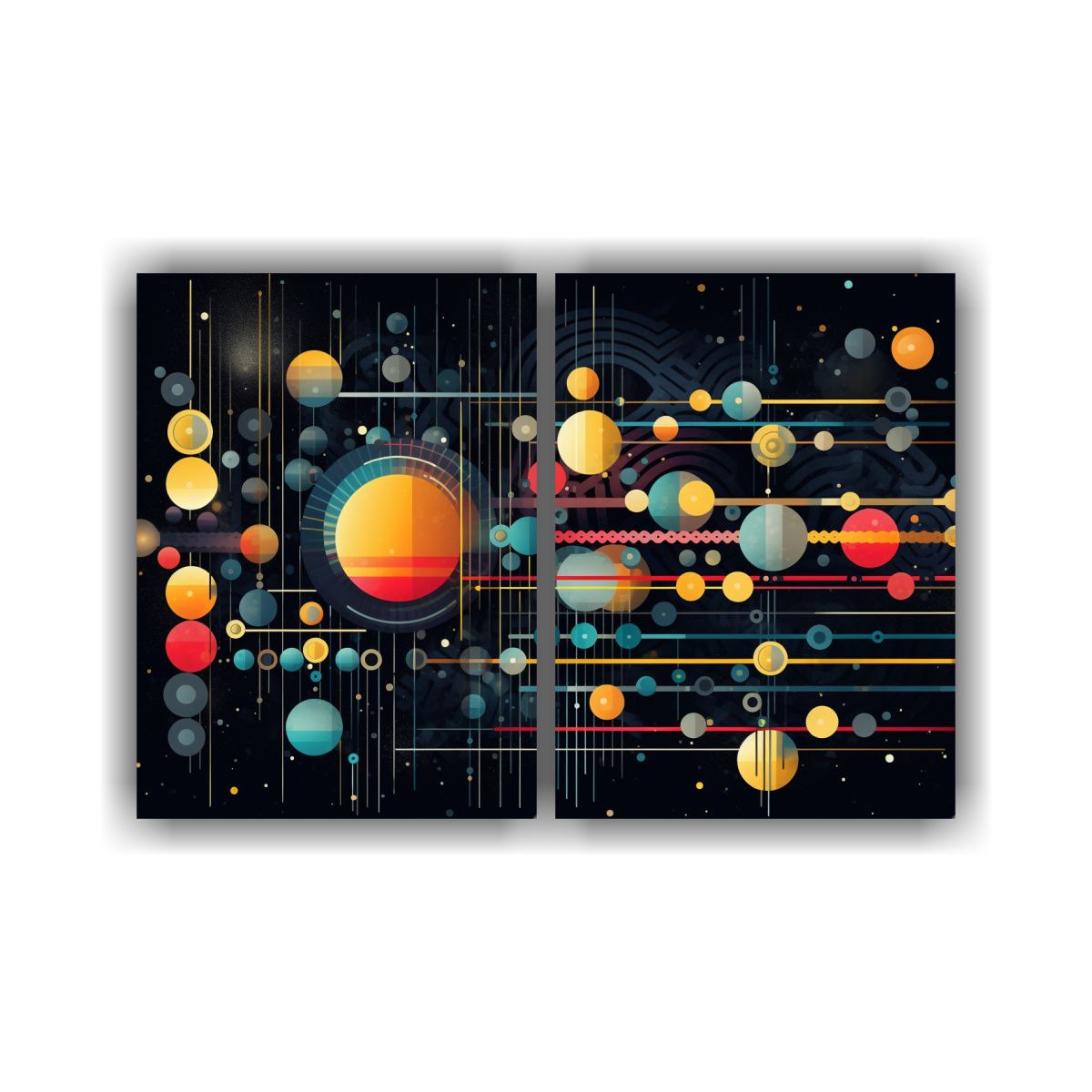 GENERICO - Cuadro Geométrico Con Líneas Y Puntos 60x45 Cm