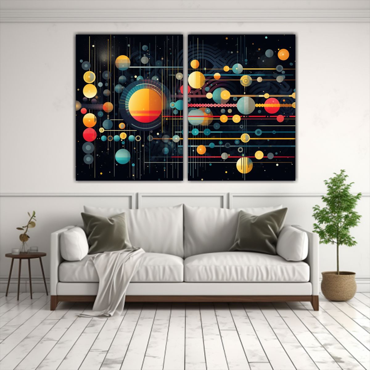 GENERICO - Cuadro Geométrico Con Líneas Y Puntos 60x45 Cm