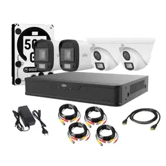 UNIVIEW - Kit 4 Camaras 4 Bala 2 Domo Colorhunter 1080p App Movil Audio 500gb