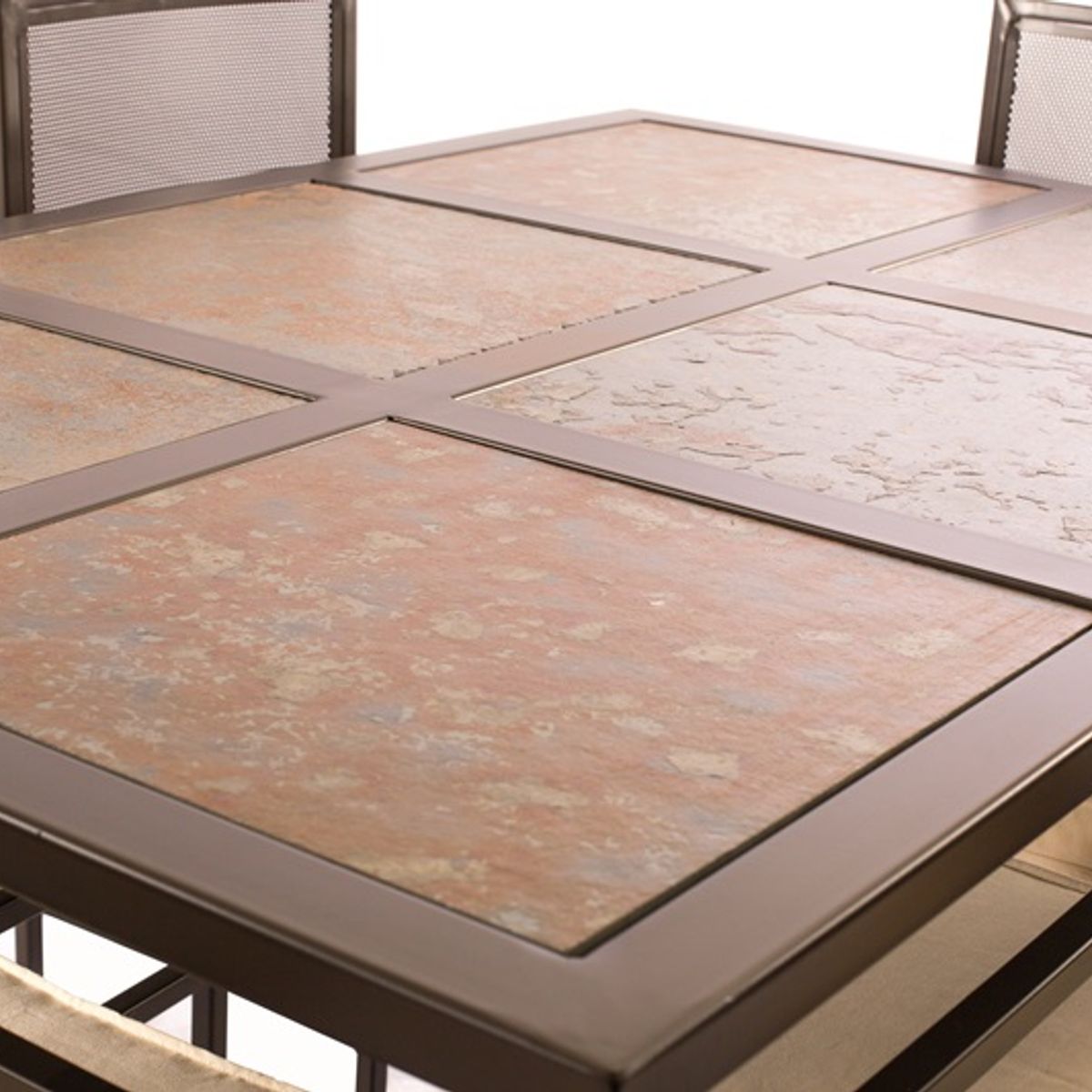 MUEBLES Y TERRAZAS - Comedor 6 piedras 6 sillas respaldo curvo