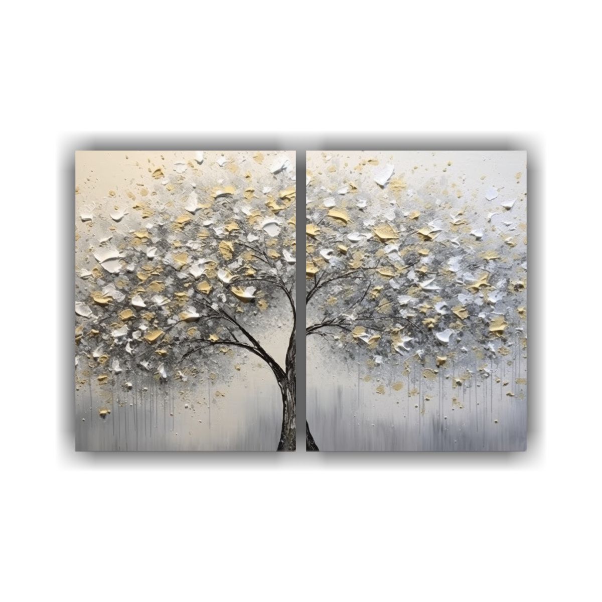 GENERICO - Pintura Al óleo Abstracta Paisaje Torre árbol 2 60x45 Cm