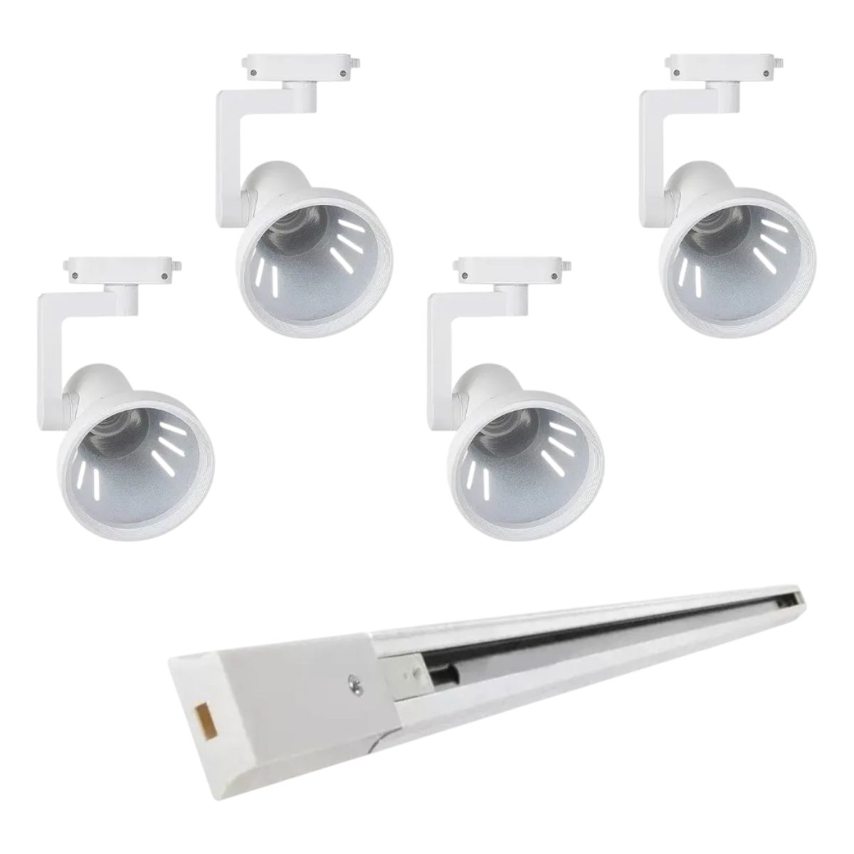WANT - Lámpara 4 Focos Blancos con Ampolleta15W Luz Cálida más Riel de 1 mt