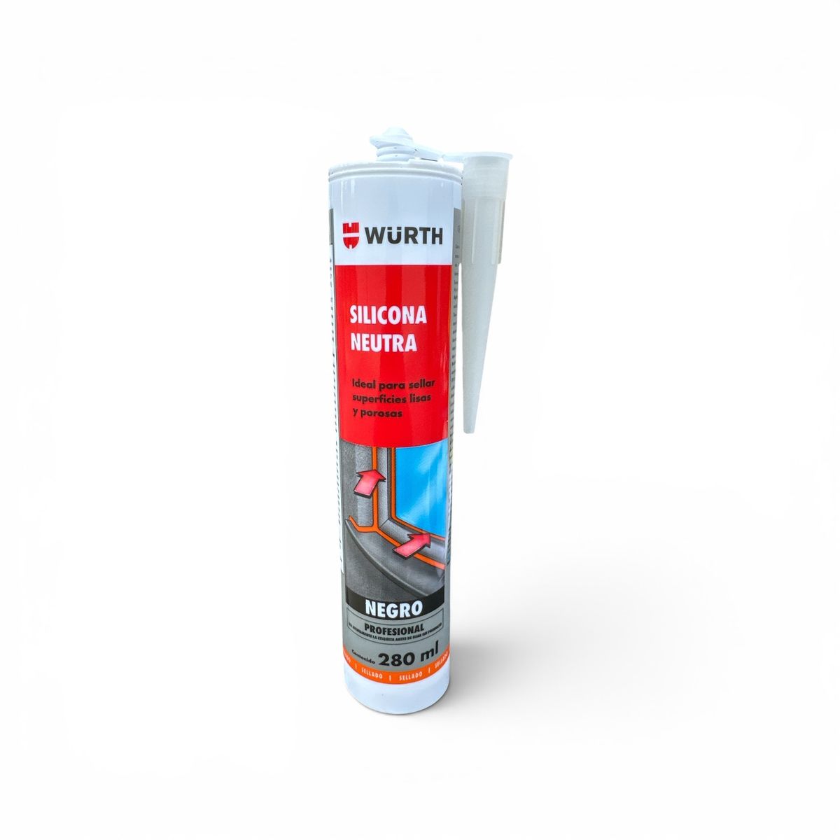 WURTH - Silicona Neutra Wurth 280ml Tubo Color Negro
