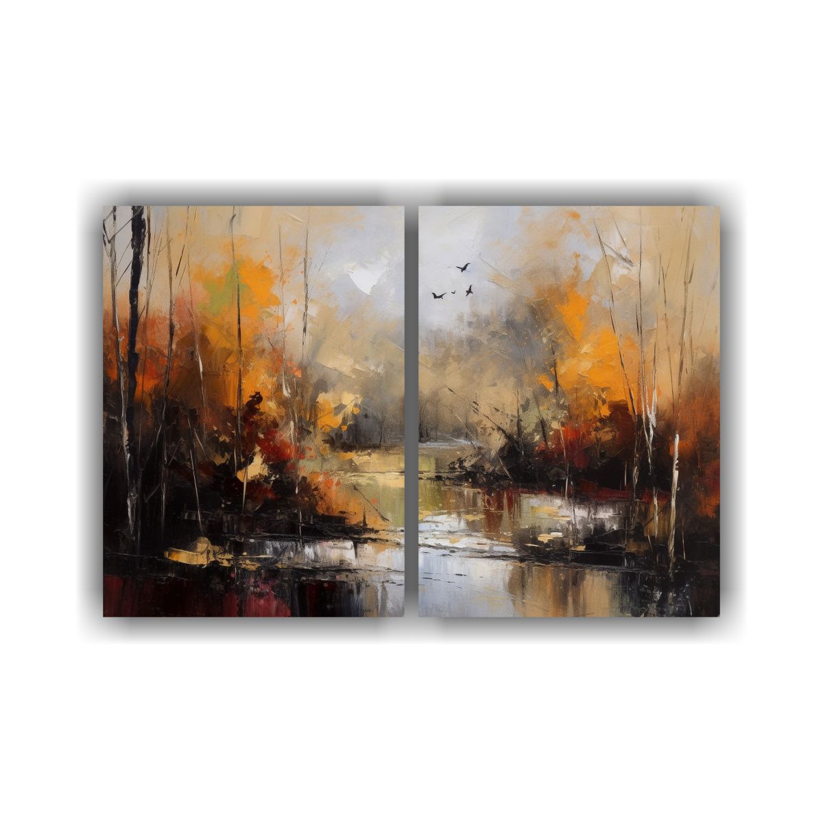 GENERICO - Pinturas Abstractas Composición Otoñal Paisaje 60x40 Cm