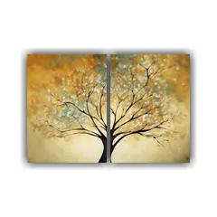 GENERICO - Pinturas De Pared Abstractas Amarillas Y Árbol 60x45 Cm