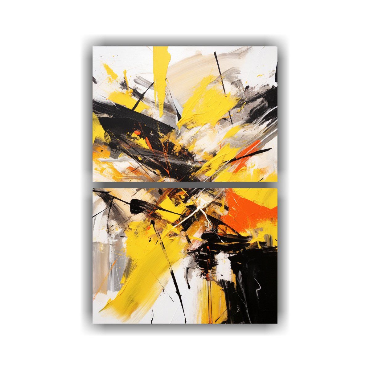 GENERICO - Pintura Abstracta Amarilla Y Negra Con 45x60 Cm
