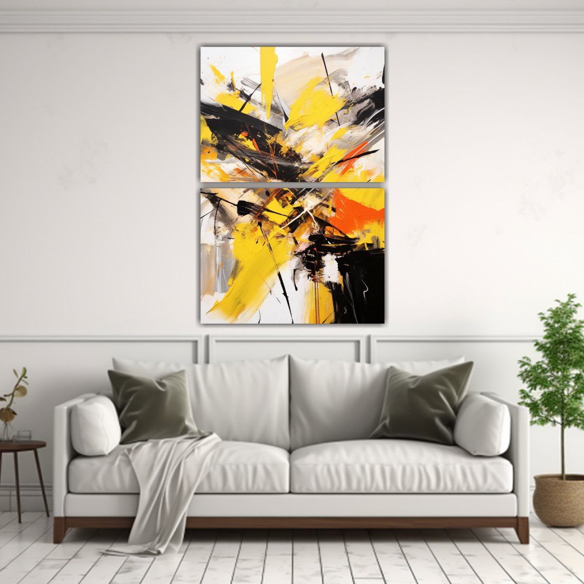 GENERICO - Pintura Abstracta Amarilla Y Negra Con 45x60 Cm