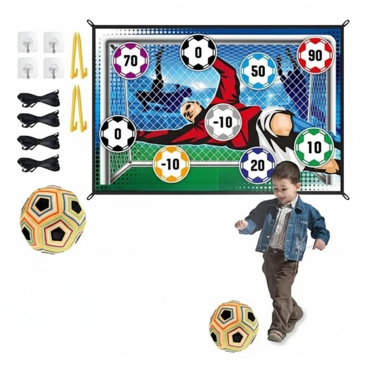 CRUSEC - Juego de Futbol Portería De Velcro Para Niños Con Pelota