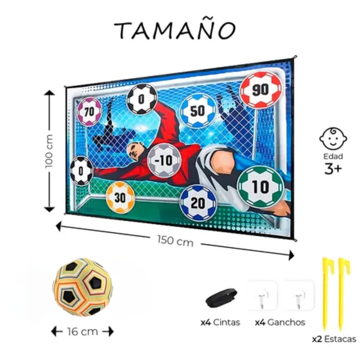 CRUSEC - Juego de Futbol Portería De Velcro Para Niños Con Pelota