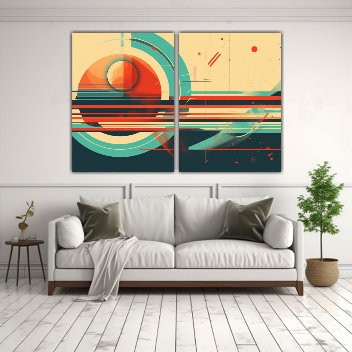 GENERICO - Cuadros Decorativos Vintage Con Líneas 60x45 Cm