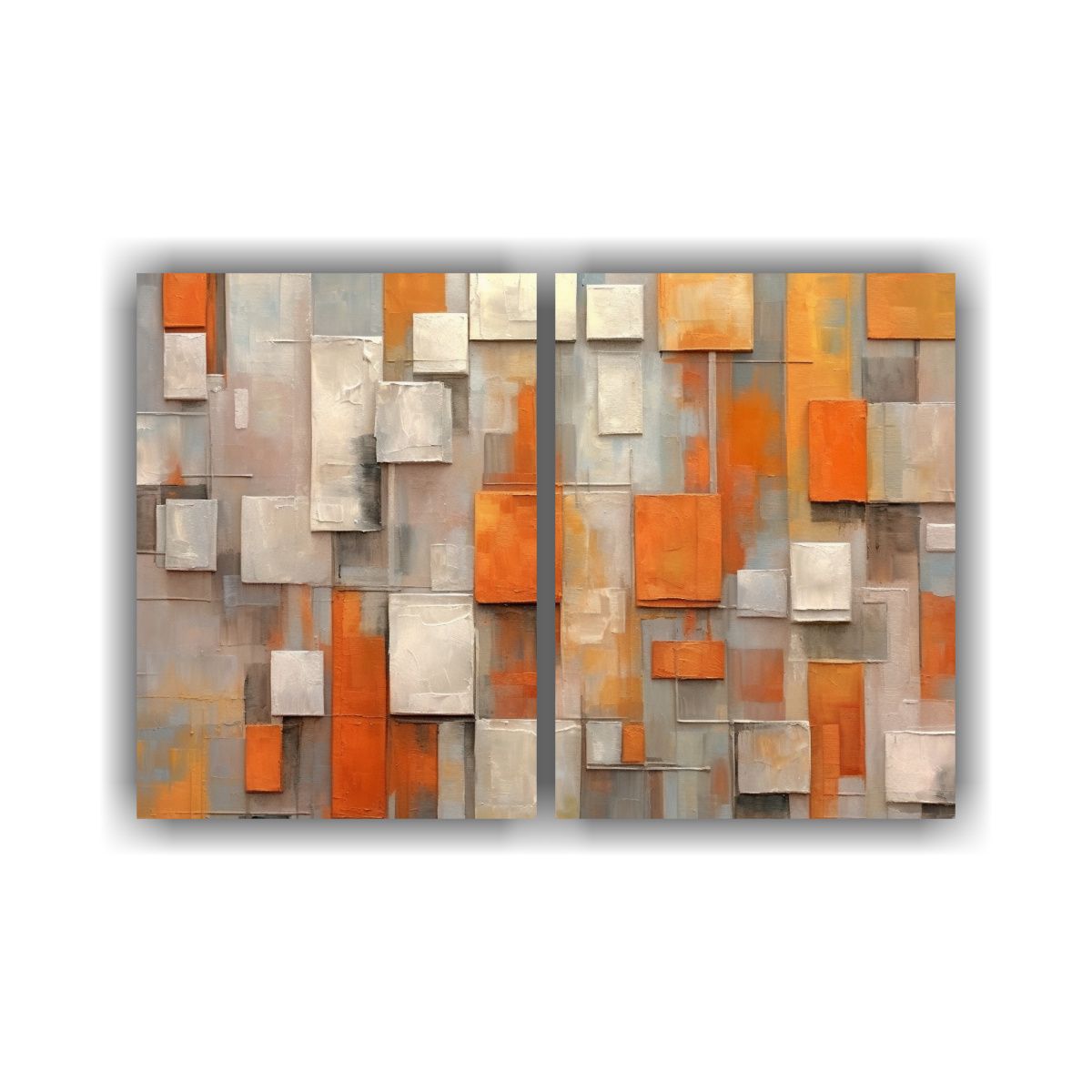 GENERICO - Cuadro Cuadrado Con Azulejos Naranjas Marrones Y 60x40 Cm