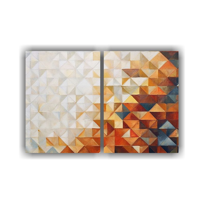 GENERICO - Pinturas Geométricas Retro Con Toque Dorado Para 60x45 Cm