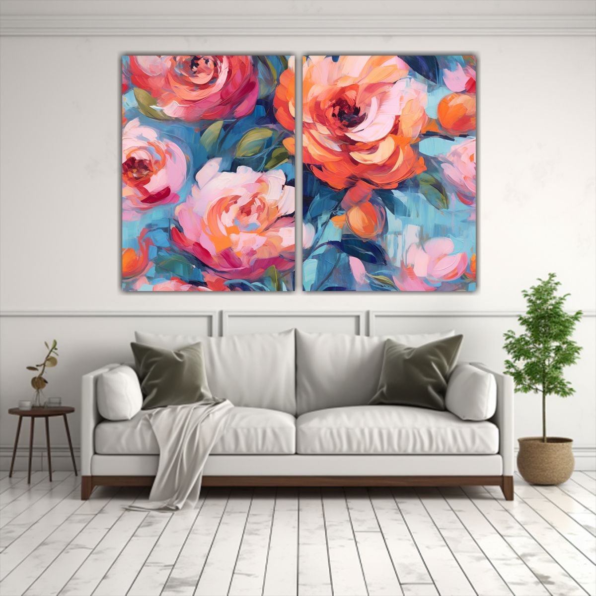 GENERICO - Cuadro Lienzo Tela Acuarela Flores Coloridas 60x45 Cm