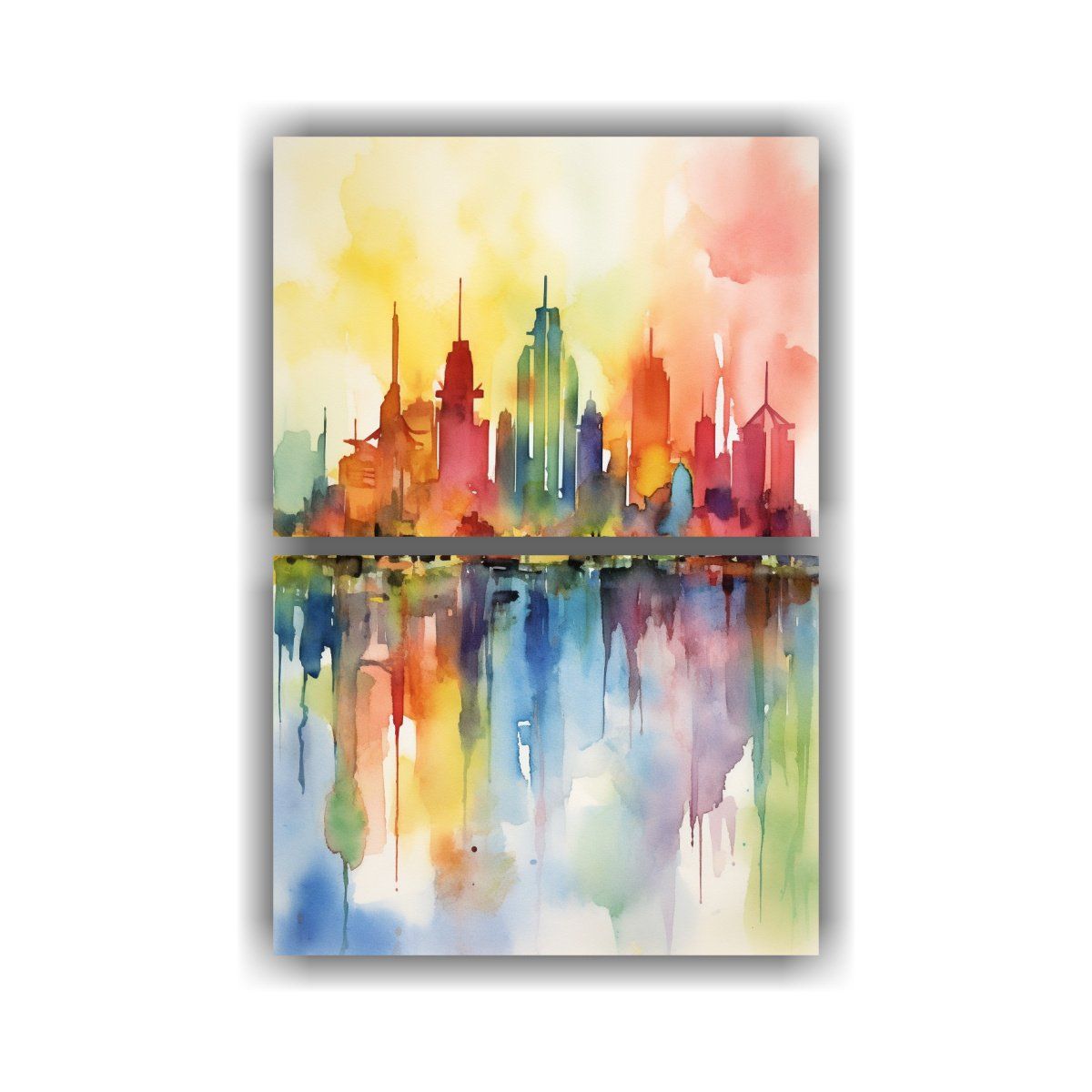 GENERICO - Paisaje Urbano Acuarela Phuket Arte Abstracto 40x60 Cm