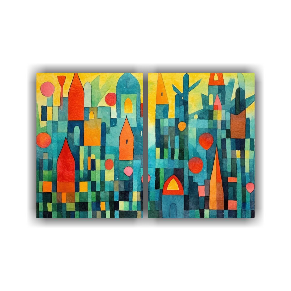 GENERICO - Cuadros Lienzo Estilo Paul Klee Jardín En 60x40 Cm