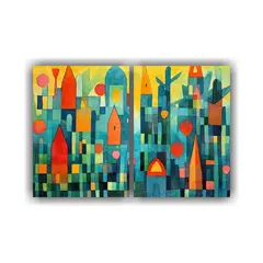 GENERICO - Cuadros Lienzo Estilo Paul Klee Jardín En 60x40 Cm