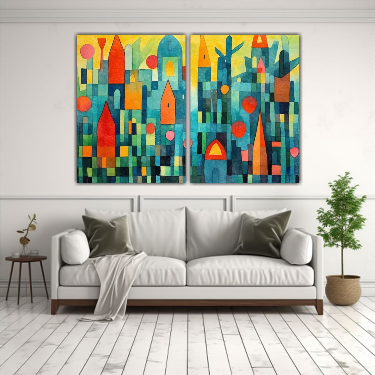 GENERICO - Cuadros Lienzo Estilo Paul Klee Jardín En 60x45 Cm