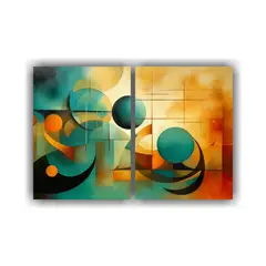 GENERICO - Arte Abstracto Círculos Multicolores Y Formas 60x40 Cm