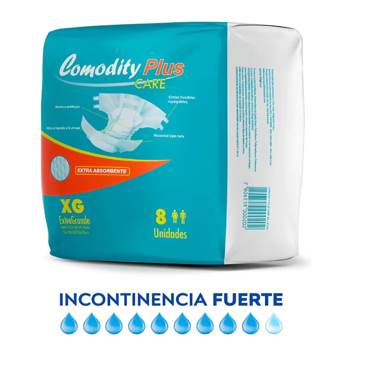 GENERICO - Pañal Adulto Higieclin Plus Care Talla Xg X8 Con Aloe Vera